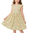 thumbnail image 6 of Aline Floral Dress Girls Ruffle Sleeve Casual Cute Summer Dresses Cotton Going Out Trendy Outfits Khaki, 8 Years, 6 of 7
