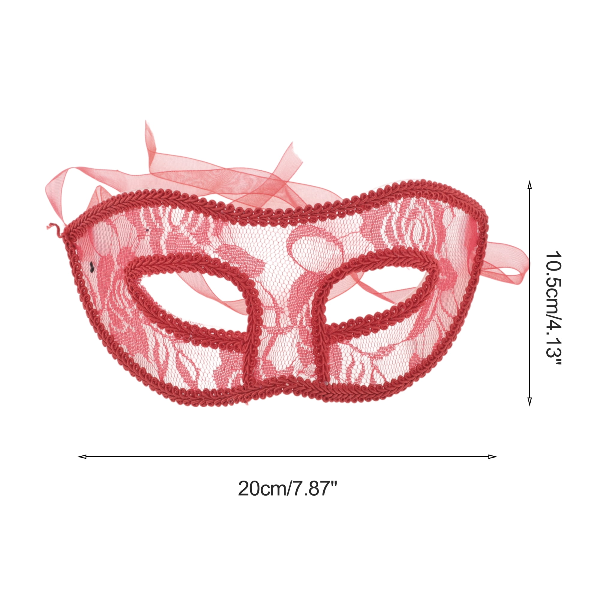 Unique Bargains Elegant Lace Half Face Party Mask for Parties Red