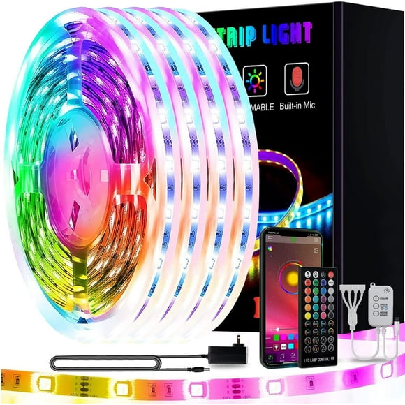 Led Lights, 65.6ft/20m RGB Led Lights Strip for Bedroom with Bluetooth and Remote Controller Led Light Strips Sync to Music (4x16.36ft)