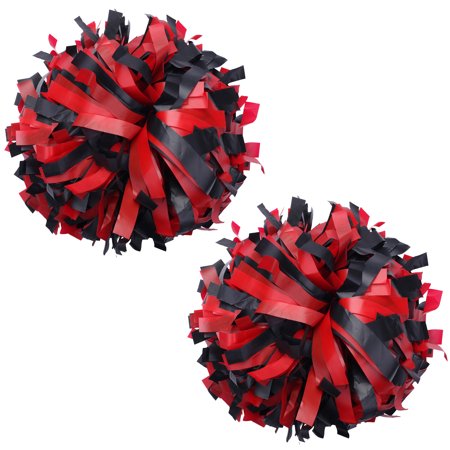 Plastic Cheer Pom Poms Cheerleading Cheerleader Gear 2 pieces one pair poms(Red/Black)