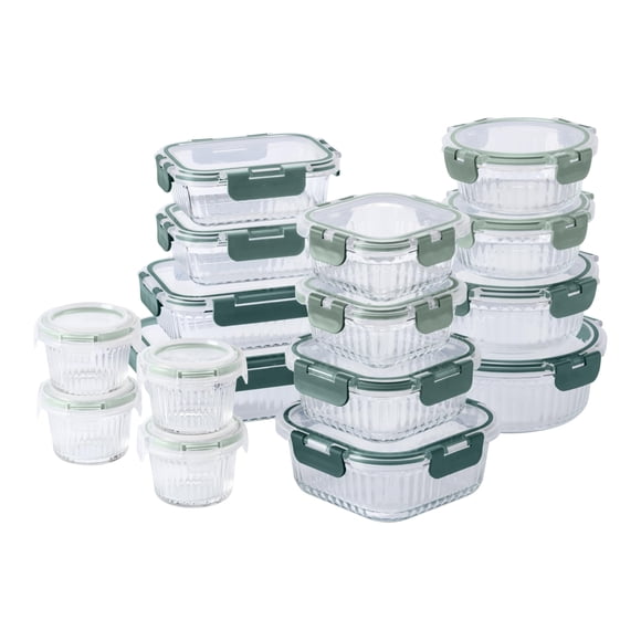 Set de recipientes para comida COOK WITH COLOR Premium, 32 unidades Vidrio borosilicato