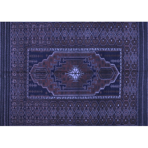 Ahgly Company Machine Washable Indoor Rectangle Persian Blue Traditional Area Rugs, 7' x 10'