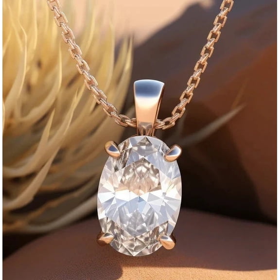 2Ct Lab Created Diamond Solitaire Necklace Pendant 14k White Gold Plated