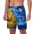 thumbnail image 2 of Uemuo Whimsical Sunflowers Night Sky Pattern Mens Swim Trunks Quick Dry Board Shorts with Mesh Lining, Stretch Beach Shorts Quick Dry No-Chafing Board Shorts-Large, 2 of 9