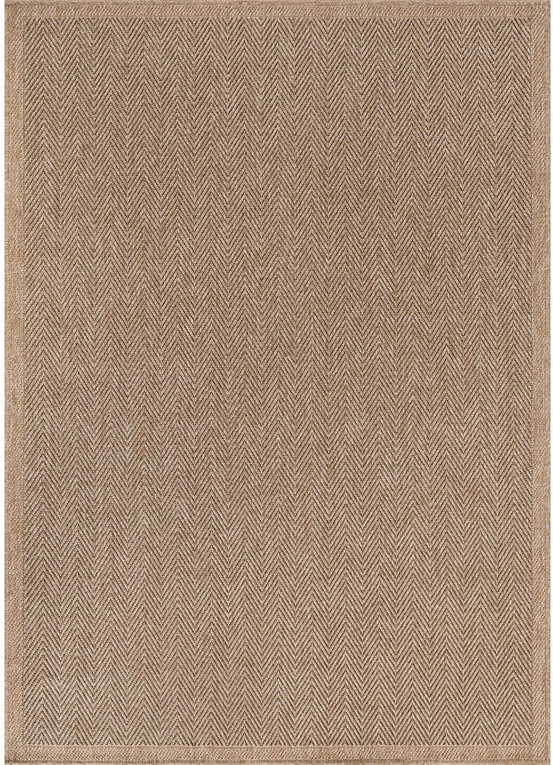 CAMILSON Easy Jute Rug Indoor Outdoor Farmhouse Area Rugs Herringbone-Natural 9x12