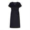 thumbnail image 5 of Ashirexll Midi Dresses for Women, Flowy Dresses for Women, Fashion Solid Color Short Sleeve V-Neck Casual Knee Length Dress, 5 of 7