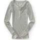 thumbnail image 1 of Camiseta henley Aeropostale de punto brillante para mujer gris XS, 1 of 1