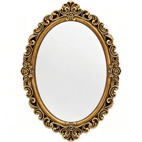 XIBUFE Oval Smallest Wall Mirror Resin Frame Size:12 X 8.3 " Mirror Vintage Hanging Mirrors for Bedroom Living-Room Dresser Decor Small Mirror for Wall Gold