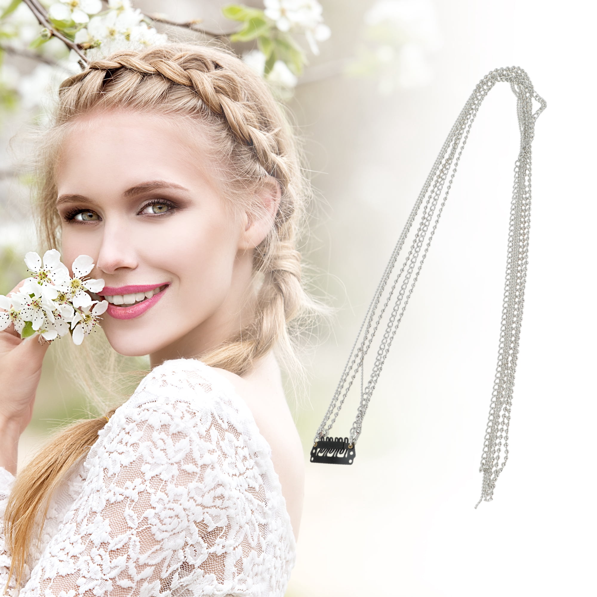 Unique Bargains Round Beads Braided Hair Chain 1Pc