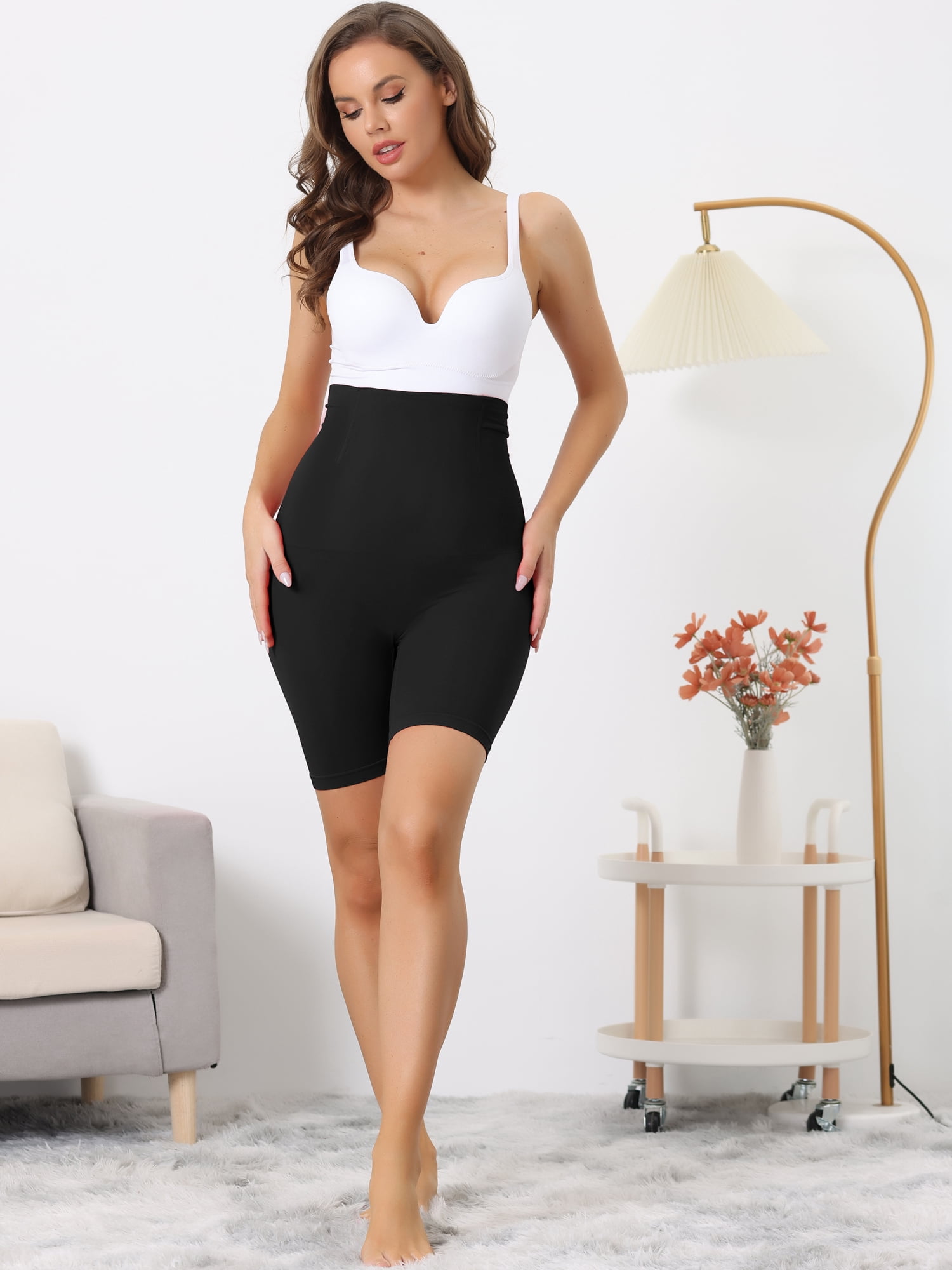 DARING DIVA Women's Tummy Control Breathable High Waist Shapewear Panties Black Medium
