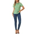 thumbnail image 2 of CAMISA DE MUJER ATHLECHIC DE VERANO CON COLLAR PETER PAN, BOTONES EN LA PARTE FRONTAL, BLUSA VINTAGE DE FLORES, TALLA XS, VERDE Y ROSA, 2 of 6