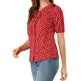 thumbnail image 4 of Allegra K Women's Tie Neck Peter Pan Collar Short Sleeves Blouse Tops, 4 of 6
