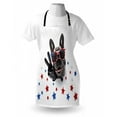 thumbnail image 4 of Bulldog Apron, Top View of an Animal in Eyeglasses 4th of July Independence Day, Unisex Kitchen Bib with Adjustable Neck for Cooking Gardening, Adult Size, Dimgray Ruby Blue, by Ambesonne, 4 of 4