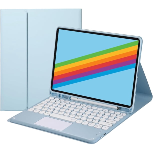 Funda con teclado táctil para iPad de 9.ª/8.ª/7.ª generación (2021/2020/2019) de 10,2 pulgadas, con portalápices - Teclado Bluetooth táctil magnéticamente desmontable