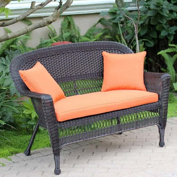 Resin Wicker Patio Loveseat Cushion and Pillows by Jeco - Walmart.com