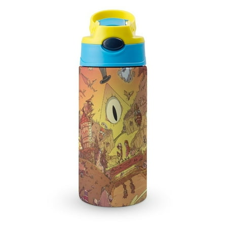 

Gravity Falls Animated Kid s Insulated Water Bottle With Straw Vacuum Stainless Steel Cup Leak-Proof Toddler Thermoses Children Water Cup