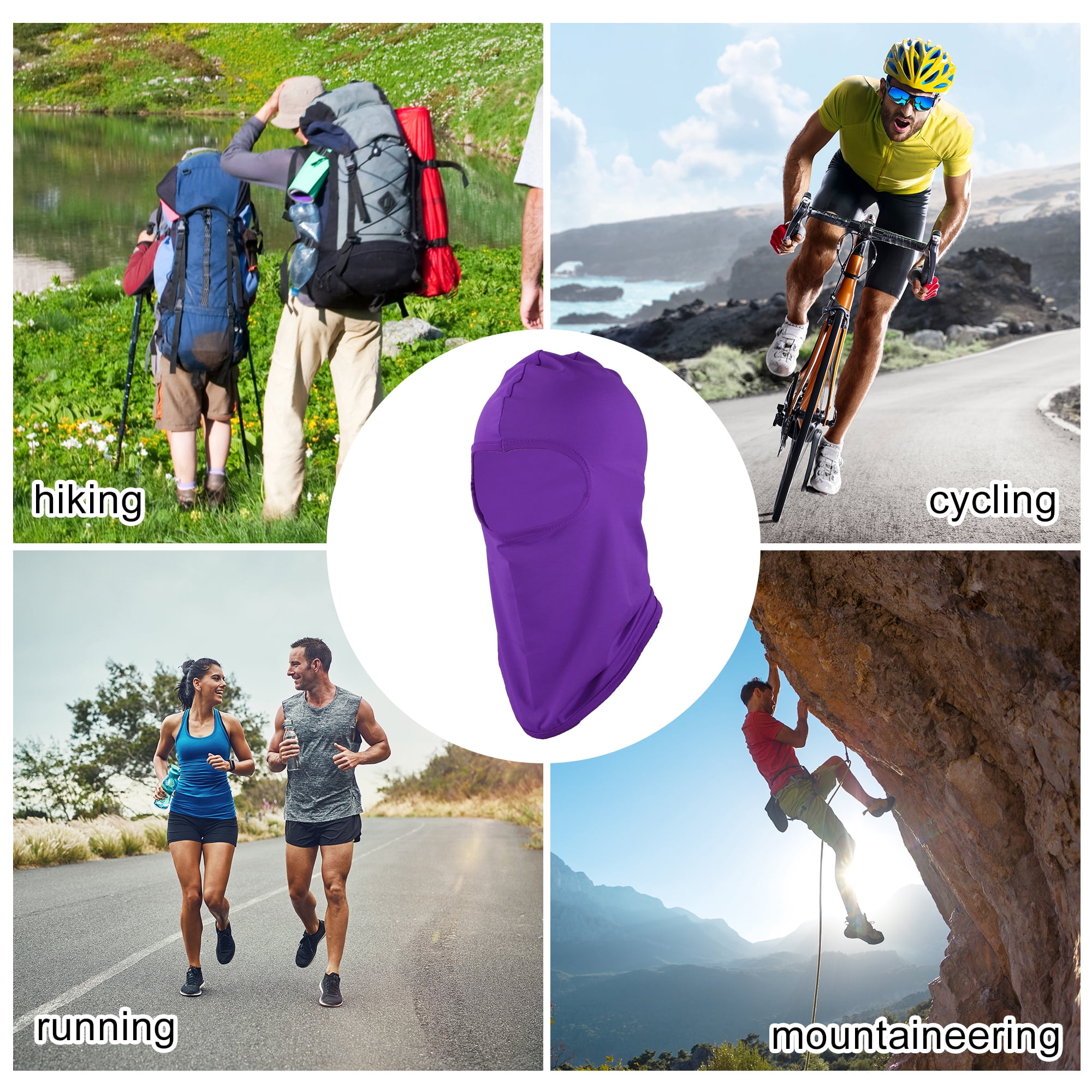 Unique Bargains Ice Silk Solid Color Balaclava Face Mask 1 Pc Purple