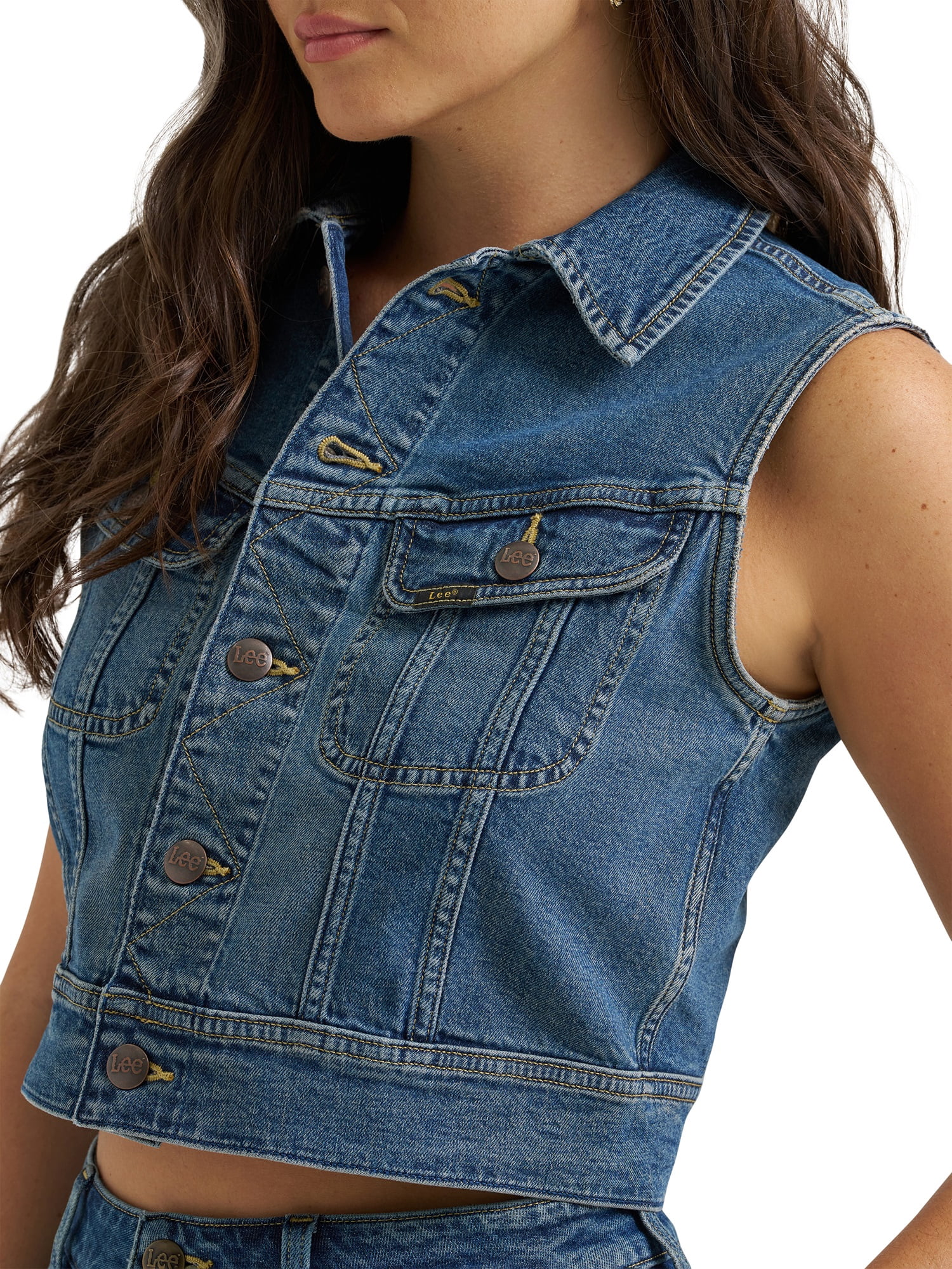 Lee® Women's Heritage Cropped Rider Denim Vest, Sizes XS-XXL