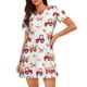 thumbnail image 1 of Fotbe Tractor With Farm Animals Bata de Dormir para Mujer con Estampado, Camisón de Algodón de Manga Corta, Ropa de Dormir Casual, 1 of 6