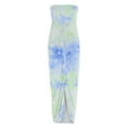thumbnail image 3 of YODETEY dresses Women's Summer Print Strapless Long Dress Beach Split Dress Party Club Dress, 3 of 5
