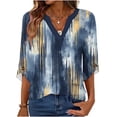 thumbnail image 6 of Tqcoqu Women's Casual Loose Tunic Tops Blouses,V Neck 3/4 Sleeve Floral Print Fit Tops,Navy Women's S-XL, 6 of 7