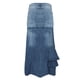 thumbnail image 4 of Gibobby faldas aesthetic de cintura alta casual para mujer Falda larga de mezclilla de corte ajustado(Aqua, M), 4 of 5