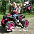thumbnail image 4 of Hikiddo Kids ATV 4-Wheeler, 24 Volt 4WD Ride On Toys for Big Kids w/ 2 Seater, 4x200W Motor, 5.6Mph Max Speed - Rose Pink, 4 of 9