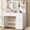 White-2, variant on Vanity Set with LED Lighted Mirror & Charging Station, Makeup Vanity Table with 4 Drawers, Open Shelves & 5 Hooks, Vanity Desk for Bedroom,White
