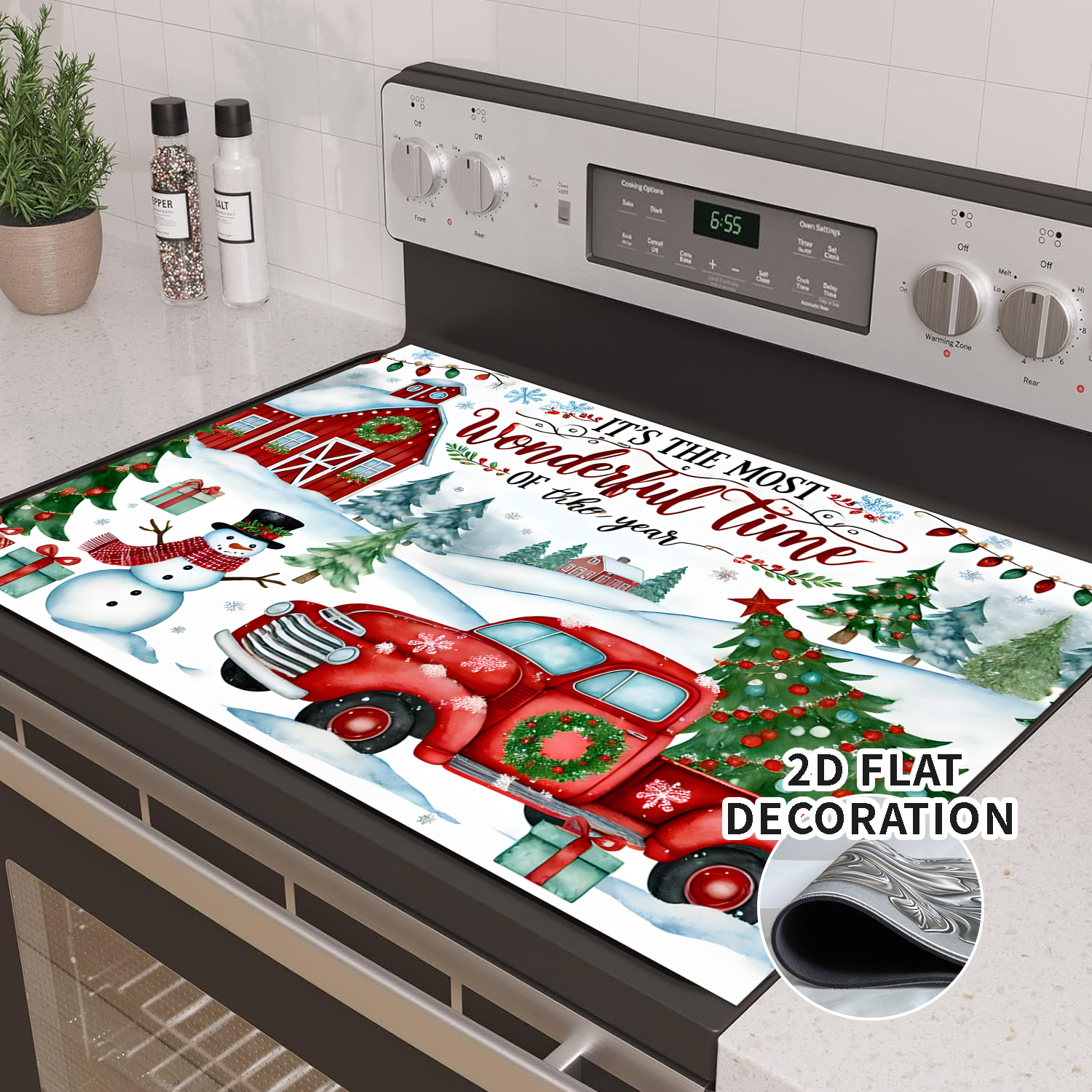 Stove Top Cover for Electric Stove 28 "x 20 ", Christmas Snowman Heat Resistant Glass Top Stove Cover Protector, Glass Cooktop Covers, Kitchen Flat Electric Stove Top Covers 1pc