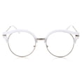 thumbnail image 3 of grinderPUNCH Cat Eye Metal frame Clear lens White Round Glasses for Womens, 3 of 5