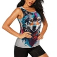 thumbnail image 2 of Fotbe Tie-Dye Wolf Head Blusas Sin Mangas para Mujer – Estilo Casual, Corte Suelto, Slim-Fit, Cuello Redondo Deportivo, Tops de Verano para Gimnasio y Yoga-Large, 2 of 7