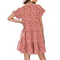 thumbnail image 2 of Gomelly Girl Min Dress Round Neck Ruffle Dresses Loose Women Soft Dating Mini Swing Red XL, 2 of 4