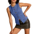 thumbnail image 5 of Women's Denim Vest Causal Crewneck Button Front Waistcoat Summer Slimming Vests for Women, 5 of 7