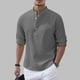 thumbnail image 2 of Camisas De Para Hombre Moda para hombre Casual Primavera y otoño Moda Color sólido Botón Manga larga Cuello Camisa Top (Dark Gray, XL), 2 of 6