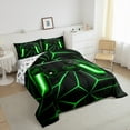 thumbnail image 4 of Feelyou Futuristic Gamepad Boys Queen Comforter Set, Neon Green Abstract Line Bedding Sets, Modern Video Gaming Reversible Bedding Comforter Set, Luxury Bedroom Decor, 3 Pieces, 4 of 9