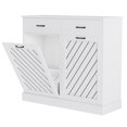 thumbnail image 6 of 15 Gallons Double Tilt-Out Trash Cabinet, Hidden Garbage Storage with Drawer & Diagonal Pattern for Kitchen & Living Room, White, 6 of 8