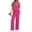 Rose Red, variant on Lounge Sets for Women Casual 2 Piece Outfits Summer V Neck Short Sleeve Tops and Wide Leg Pants Pajamas Sets