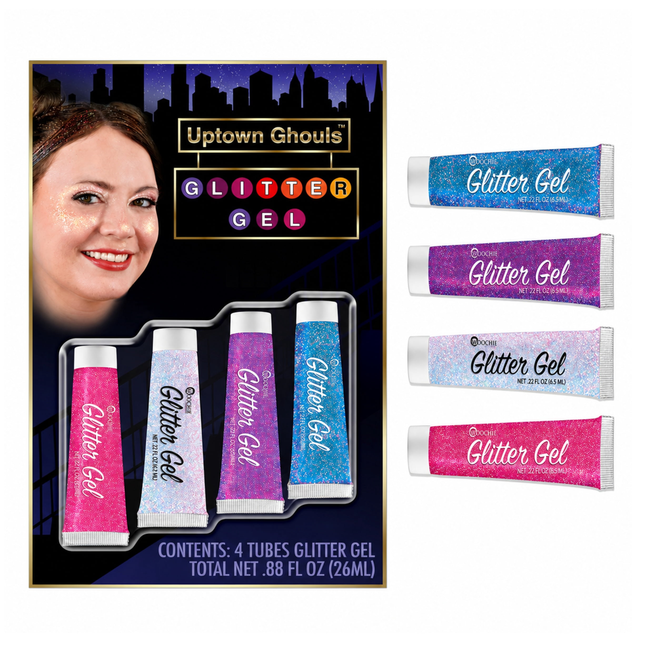 Uptown Ghouls Glitter Gel 4-Pack Halloween Makeup by Woochie