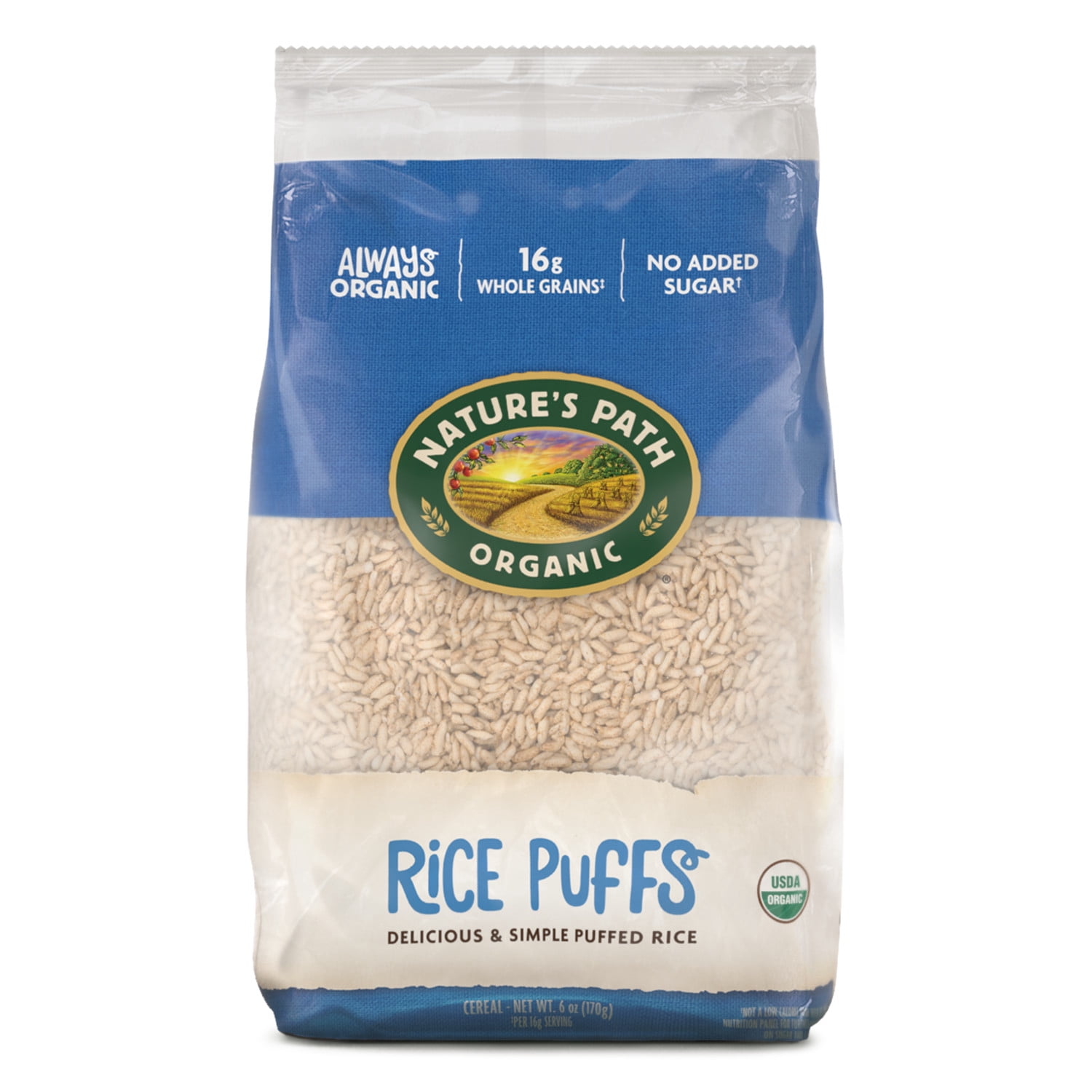 Nature's Path Organic Rice Puffs Breakfast Cereal, 6oz Bag (pack of 12)