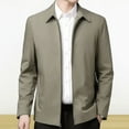 thumbnail image 4 of Skymirror Men Jacket Lapel Solid Color Mid-aged Elderly Men Long Sleeve Zipper Closure Straight Formal Business Casual Soft Spring Fall Daily Coat, 4 of 8