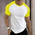 thumbnail image 2 of ZMHEGW Mens Spring Summer Casual Sports Color Block Raglan Sleeves Round Neck T Shirt, 2 of 5