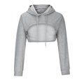 thumbnail image 3 of Black & Friday Deals Usmixi Womens Sweatshirt Womens Cropped Hoodies Going out Club Fashion Drawstring Short Pullover Hooded Sweatshirt Winter Casual Solid Hooded Long Sleeve Blouses Weekly Deals, 3 of 5