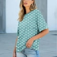 thumbnail image 2 of Bmawag Tops for Women Plus Size Short Sleeve Crew Neck Polka Dot Lightweight Tops Blouses Women's Spring Summer Casual Vacation Leisure Loungewear Sky Blue M, 2 of 8