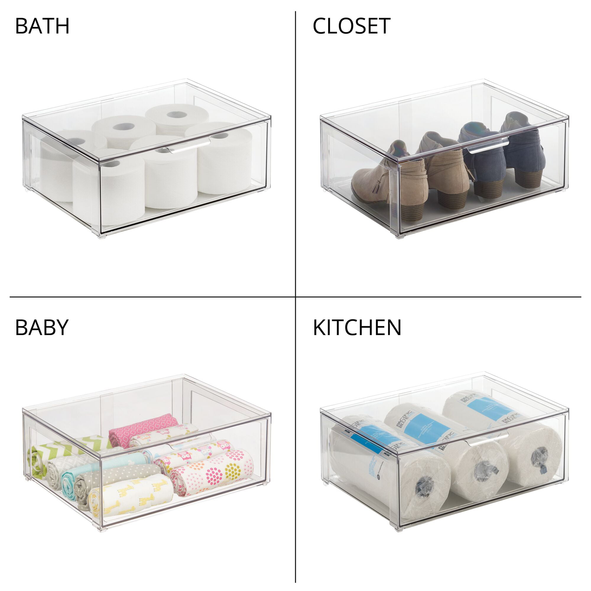 36CM High Kitchen Cabinet Baby Bottle Storage Box Living Room Drawer  ABS+PET Organizer with Holding Tray - Beige