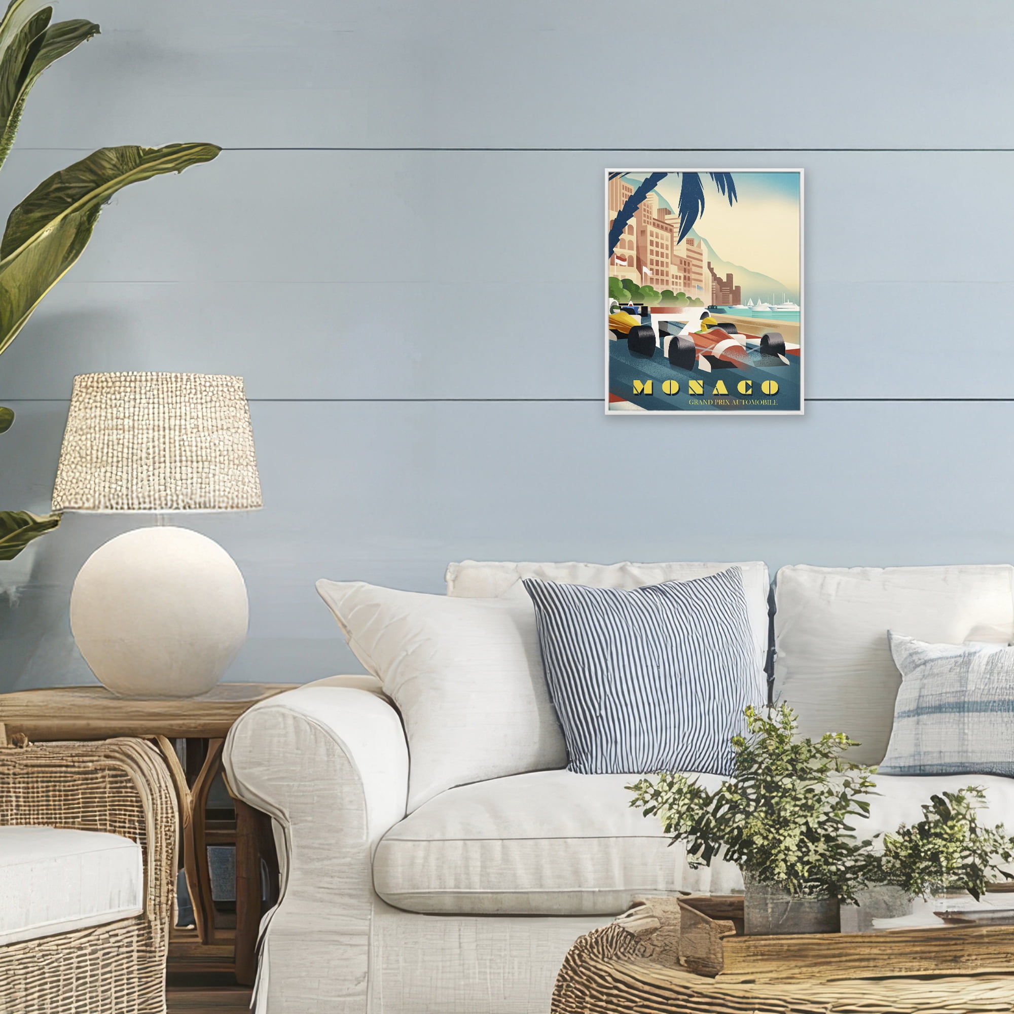 Stupell Industries Monaco Grand Prix Racing White Framed Giclee Art, design by Martin Wickstrom