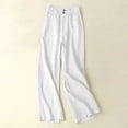 thumbnail image 5 of Outfmvch Gauze Pants Flowy Wide Leg Drawstring High Waist Linen Palazzo Pants for Women High Waisted Linen Pants Women Culottes for Women Beach Linen Trousers Women' S Culottes White S-3XL, 5 of 5