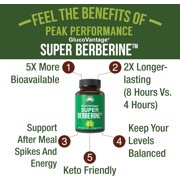 Peak Performance Dihydroberberine Super Berberine Supplement GlucoVantage 200mg Metabolism Support Vegan Gluten-Free 30 Count Capsules