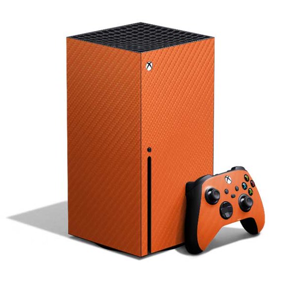 Skinit Textures Orange Carbon Fiber Xbox Series X Bundle Skin