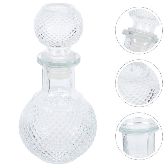 OUNONA Glass Liquor Dispenser 250ml Whiskey Decanter with Stopper Decorative Brandy Bottle Decanter Whiskey Glass Dispenser for Home Bar Bartender Use