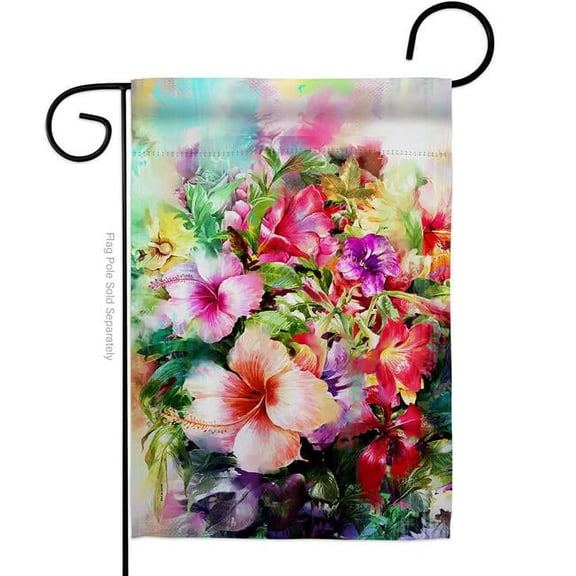 Breeze Decor G154125-BO Bright Hibiscus Summertime Tropical 13 x 18.5 in. Double-Sided Decorative Vertical Garden Flags for House Decoration Banner Yard Gift
